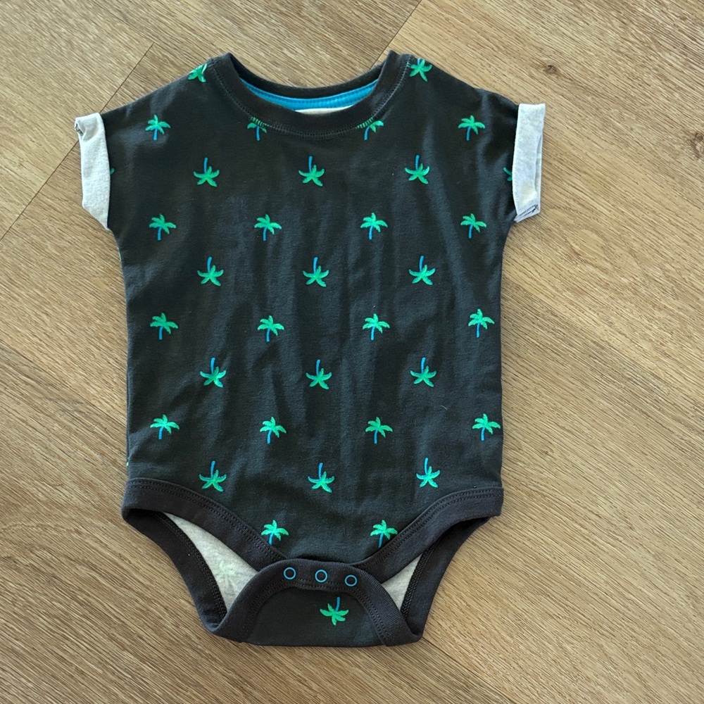 Cat & Jack Palm Tree Print Kids Onesie, 3-6 m